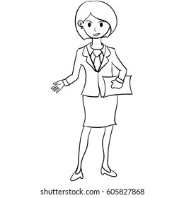 Business women character with hand draw