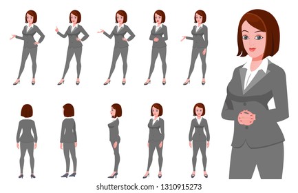 Business women Character turnaround and presentation poses