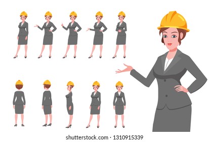 Business women Character turnaround and presentation poses