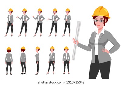 Business Women Character Turnaround Presentation Poses Stock Vector ...