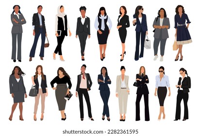 Colección de mujeres de negocios Vector aislado en blanco