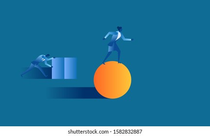 Business women  concept illustration about smart work versus handwork 