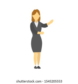 Business Women demonstrate or explain something with Grey Suit. Vector Illustration