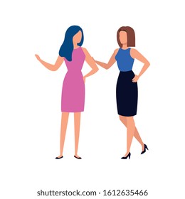 business women elegant avatar character vector illustration design