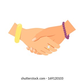 Business women handshake isolated vector illustration