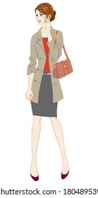 Business women holding smart phone,Full Length