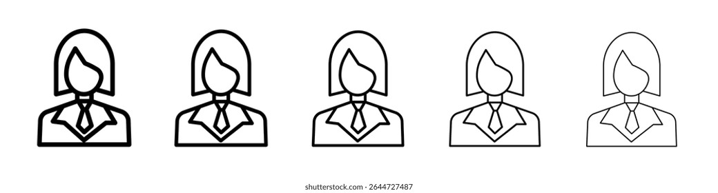 Business women icon flat illustration set logo
