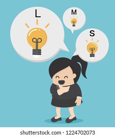 Business women with ideas of different sizes
