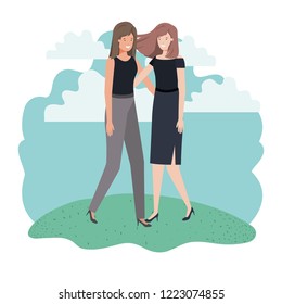 business women with landscape avatar character
