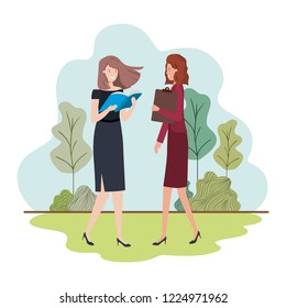 business women in landscape avatar character