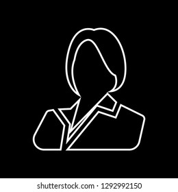 Business women line art icon white - Vector. Business girl avatar profile picture line art icon