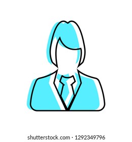 Business women linear fill icon - Vector. Business girl avatar profile picture line art colorful icon