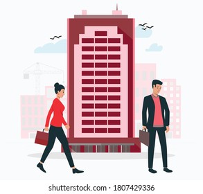 business women and man in company