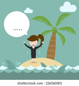 Business women need help on island,Vector EPS10.