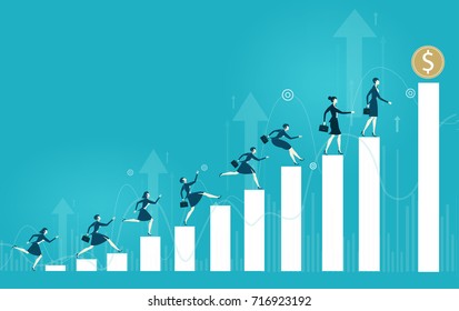Business women on the career ladder. Concept illustration