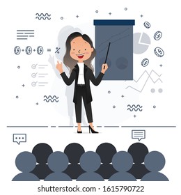Business women present their work happily