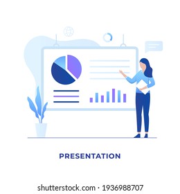 Business women presentation illustration concept. Illustration for websites, landing pages, mobile applications, posters and banners