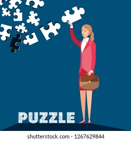 business women with of puzzle pieces