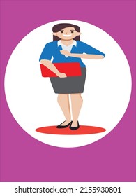 Business women showing attitude with light blue and white background