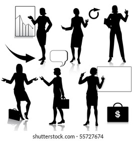 Business women silhouettes set