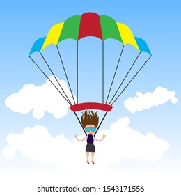 Business Women Skydiving Business Concept Illustration Stock Vector ...