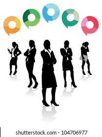 Business Women With Speech Bubbles Above