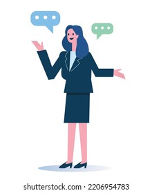 Business women talking with bubble. Business communication concept. Isolated flat graphic design. vector illustration