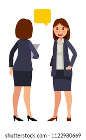 business women talking in flat style vector illustration