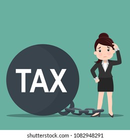 Business women and TAX burden , Business concept - vector illustration
