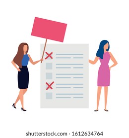 business women with vote form isolated icon vector illustration design