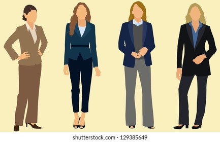 Business women wearing pants suits