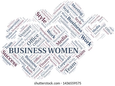 Business Women word cloud. Collage made with text only.