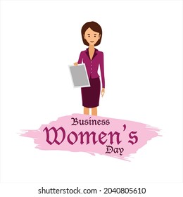 Business Women's Day Poster. Illustration of Business Women with Brush Vector 