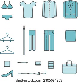 Business women's item icon simple illustration set material