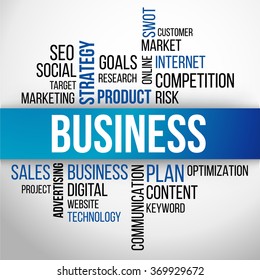 Business Word Cloud, business Concept Background Vector
