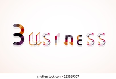 Business word keyword font, minimal line design