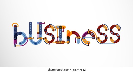 Business word lettering, wire minimalistic thin line design