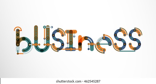 Business word lettering, wire minimalistic thin line design