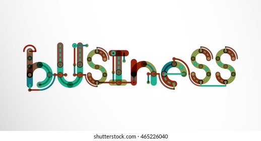 Business word lettering, wire minimalistic thin line design