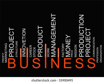 Business word tag cloud concept in barcode with supporting words, modern. Word tag cloud bar code, 