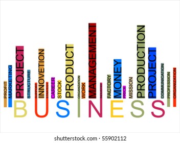 Business word tag cloud concept in barcode with supporting words, modern. Word tag cloud bar code, 
