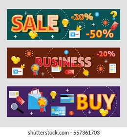 Business words modern design vector concept web banners.