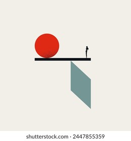 Business and work balance vector concept. Symbol of stability, strategy and risk of fall. Minimal design eps10 illustration.