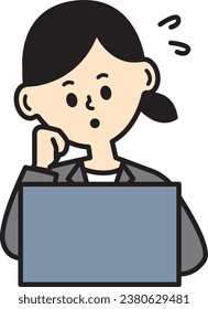 Business-Arbeitsplatz-Computer beunruhigt besorgt ungeduldige Frau Anzug Illustration