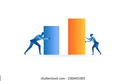 Business work concept illustration about hard work sales profit. Team work target sales