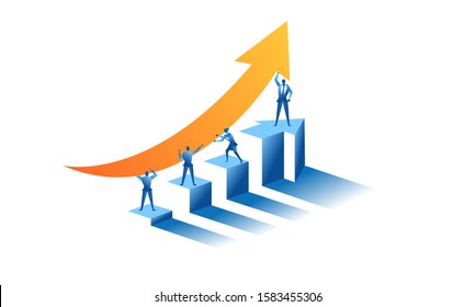 Business work concept illustration about hard work sales profit. Team work target sales