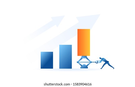 Business work concept illustration about hard work sales profit. Use hijack to lifting profit