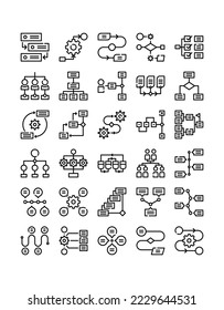 Business Work Flow einfache Linie Symbol Vektorgrafik