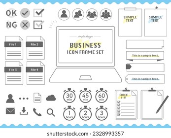 business work icon and frame set