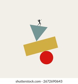 Concepto de Vector de equilibrio de vida laboral y laboral. Símbolo de bienestar, armonía, éxito. Ilustración de diseño mínimo eps10.